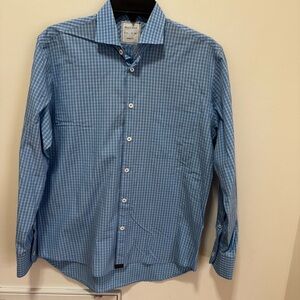BILLY REID Standard Cut Button Up Long Sleeve Blue Plaid Shirt small men’s